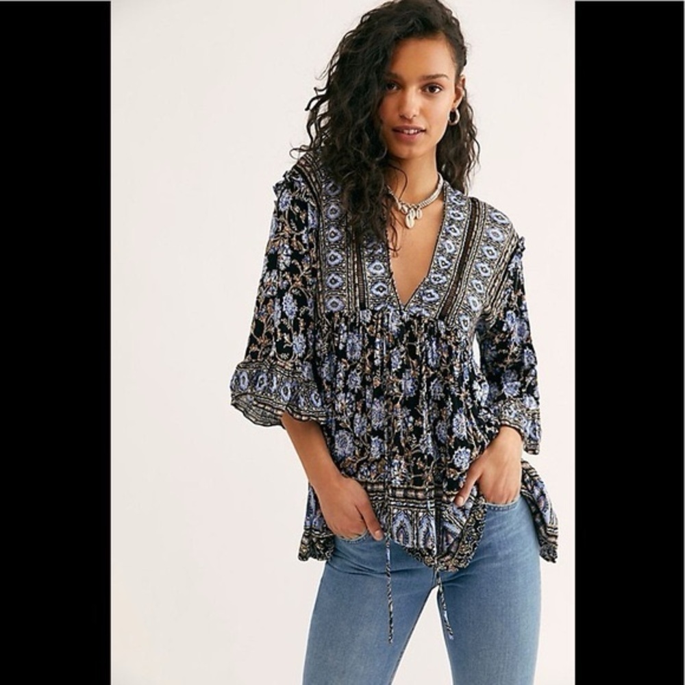 Free People Moonlight Dance 3/4 Sleeve Tunic Top sz S